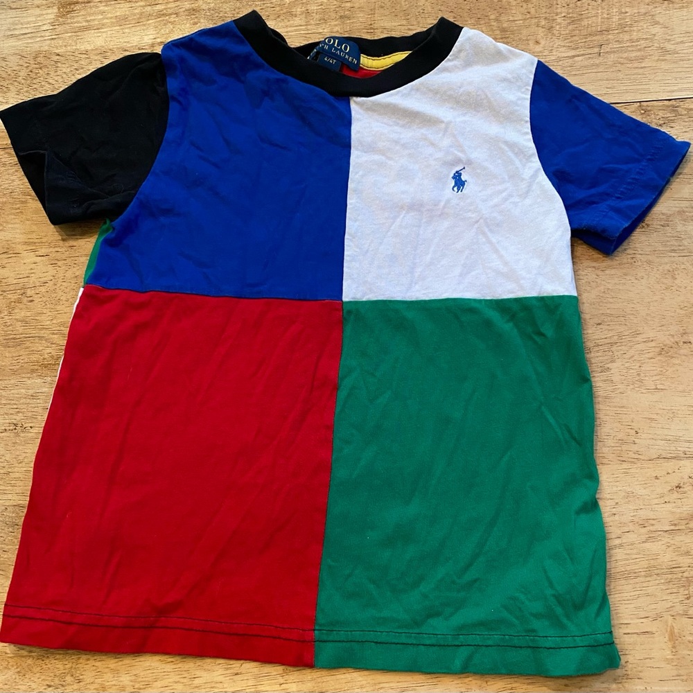 Polo by Ralph Lauren Boy’s 4/4T 100%‎ Cotton Color Block Short Sleeve Tee